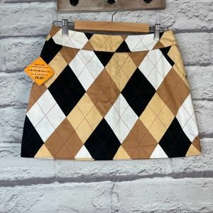 NWT Loudmouth Ladies Golf Skort Women's Size 6 Argyle Diamond White Black Tan